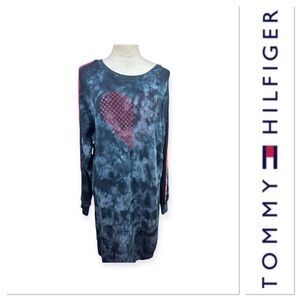 NWT Tommy Hilfiger blue tie dye dress with heart print size large